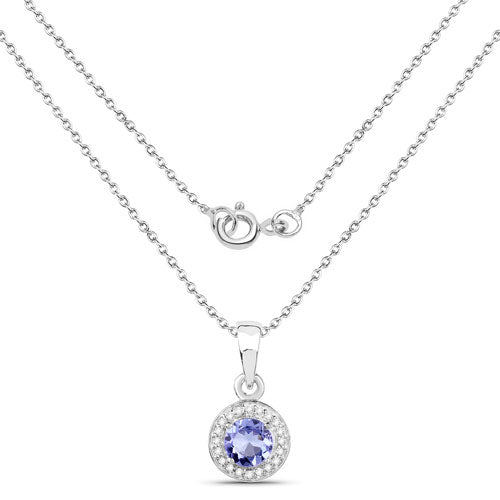 1.05 Carat Genuine Tanzanite and White Topaz .925 Sterling Silver Pendant on sale at MyriadMart