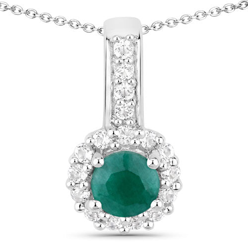 1.81 Carat Dyed Emerald and White Topaz .925 Sterling Silver Jewelry Set on sale at MyriadMart