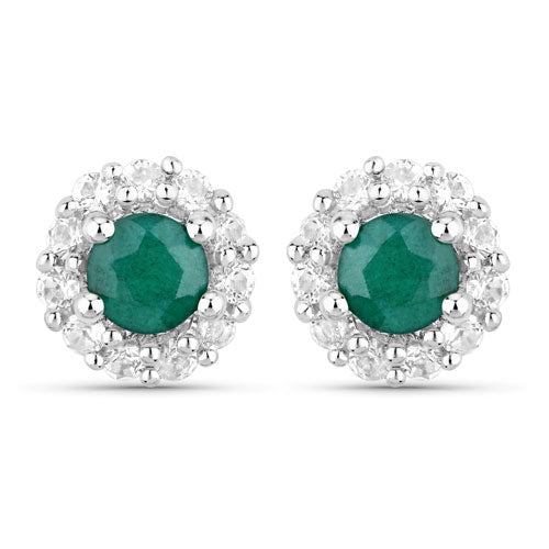 1.81 Carat Dyed Emerald and White Topaz .925 Sterling Silver Jewelry Set on sale at MyriadMart