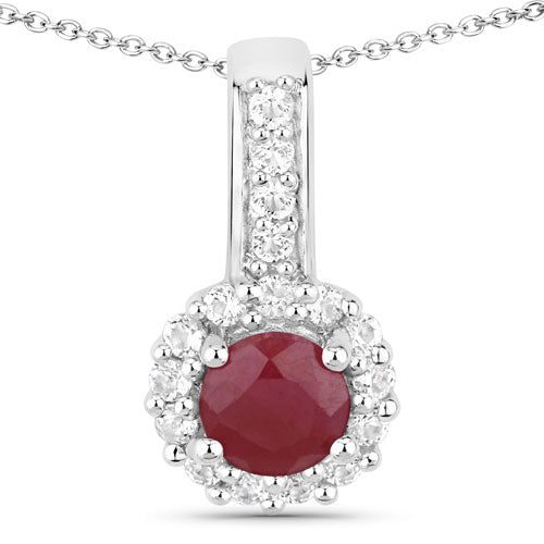 2.17 Carat Genuine Ruby and White Topaz .925 Sterling Silver Jewelry Set on sale at MyriadMart