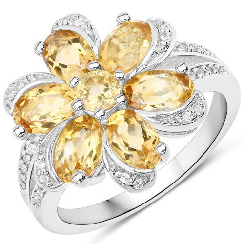 7.92 Carat Genuine Citrine and White Topaz .925 Sterling Silver 3 Piece Jewelry Set Ring, Earrings, and Pendant w/ Chain on sale at MyriadMart