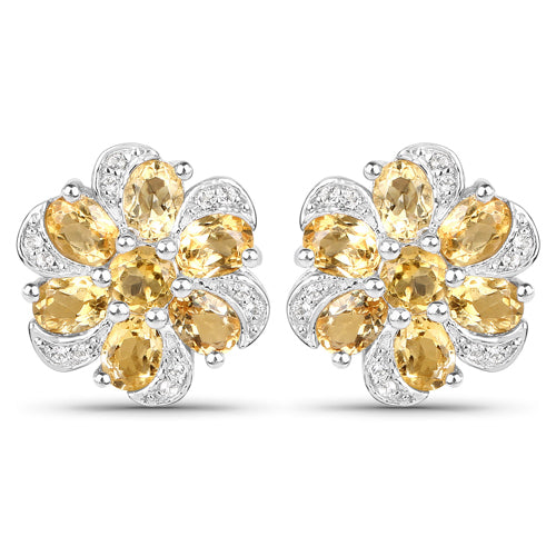 7.92 Carat Genuine Citrine and White Topaz .925 Sterling Silver 3 Piece Jewelry Set Ring, Earrings, and Pendant w/ Chain on sale at MyriadMart