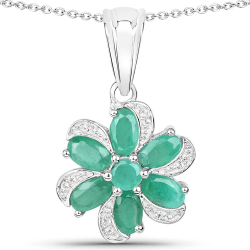 7.84 Carat Genuine Emerald and White Topaz .925 Sterling Silver 3 Piece Jewelry Set Ring, Earrings, and Pendant w/ Chain on sale at MyriadMart