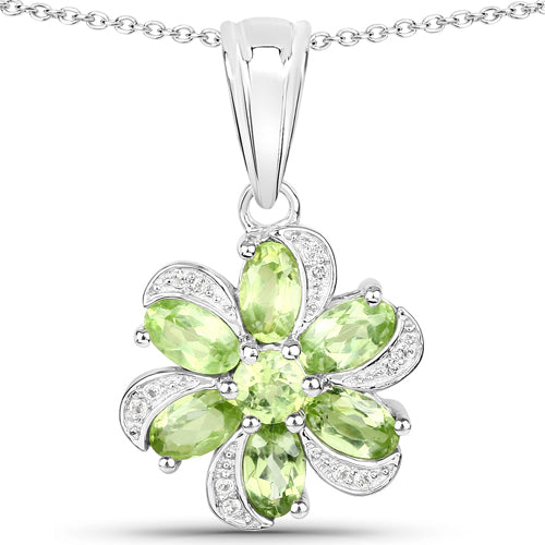 8.04 Carat Genuine Peridot and White Topaz .925 Sterling Silver 3 Piece Jewelry Set Ring, Earrings, and Pendant w/ Chain on sale at MyriadMart