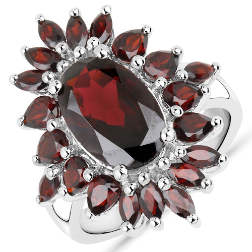 20.24 Carat Genuine Garnet .925 Sterling Silver 3 Piece Jewelry Set Ring, Earrings, and Pendant w/ Chain on sale at MyriadMart