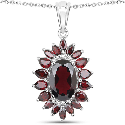 20.24 Carat Genuine Garnet .925 Sterling Silver 3 Piece Jewelry Set Ring, Earrings, and Pendant w/ Chain on sale at MyriadMart
