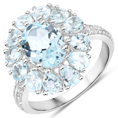 14.02 Carat Genuine Blue Topaz and White Topaz .925 Sterling Silver 3 Piece Jewelry Set Ring, Earrings, and Pendant w/ Chain on sale at MyriadMart