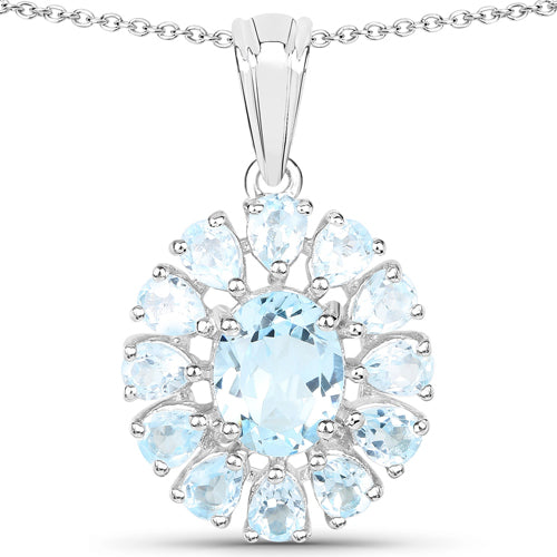 14.02 Carat Genuine Blue Topaz and White Topaz .925 Sterling Silver 3 Piece Jewelry Set Ring, Earrings, and Pendant w/ Chain on sale at MyriadMart
