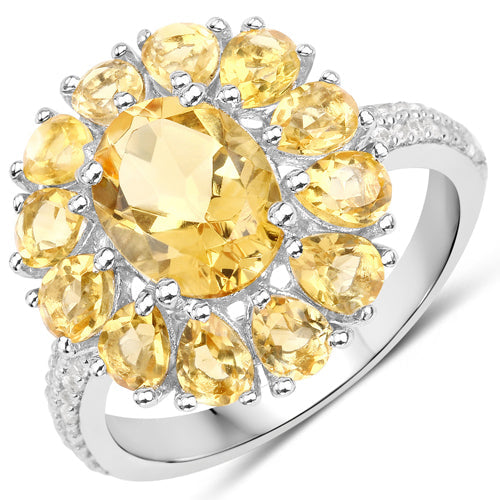 12.24 Carat Genuine Citrine and White Topaz .925 Sterling Silver 3 Piece Jewelry Set Ring, Earrings, and Pendant w/ Chain on sale at MyriadMart