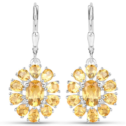 12.24 Carat Genuine Citrine and White Topaz .925 Sterling Silver 3 Piece Jewelry Set Ring, Earrings, and Pendant w/ Chain on sale at MyriadMart