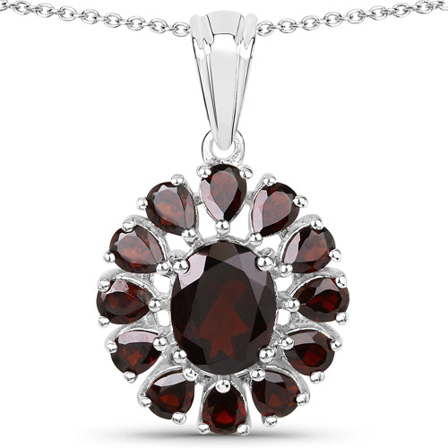 13.82 Carat Genuine Garnet and White Topaz .925 Sterling Silver 3 Piece Jewelry Set Ring, Earrings, and Pendant w/ Chain on sale at MyriadMart