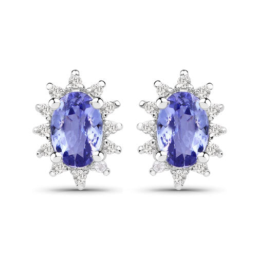 2.00 Carat Genuine Tanzanite and White Topaz .925 Sterling Silver Jewelry Set on sale at MyriadMart