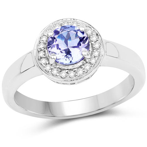 1.05 Carat Genuine Tanzanite and White Topaz .925 Sterling Silver Ring on sale at MyriadMart
