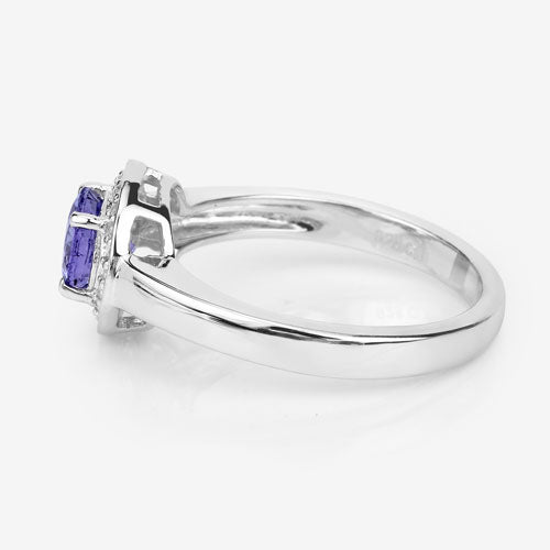 1.05 Carat Genuine Tanzanite and White Topaz .925 Sterling Silver Ring on sale at MyriadMart
