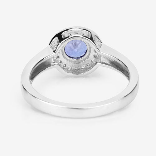 1.05 Carat Genuine Tanzanite and White Topaz .925 Sterling Silver Ring on sale at MyriadMart