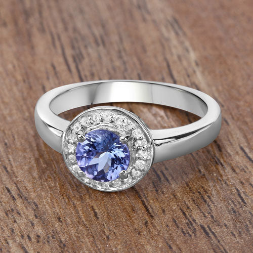 1.05 Carat Genuine Tanzanite and White Topaz .925 Sterling Silver Ring on sale at MyriadMart