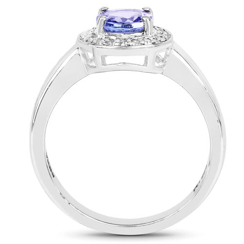 1.05 Carat Genuine Tanzanite and White Topaz .925 Sterling Silver Ring on sale at MyriadMart