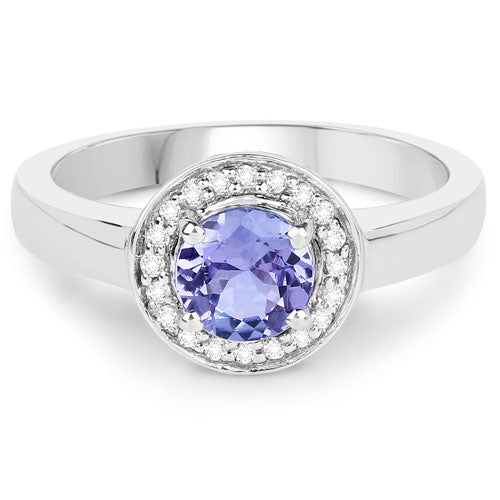 1.05 Carat Genuine Tanzanite and White Topaz .925 Sterling Silver Ring on sale at MyriadMart