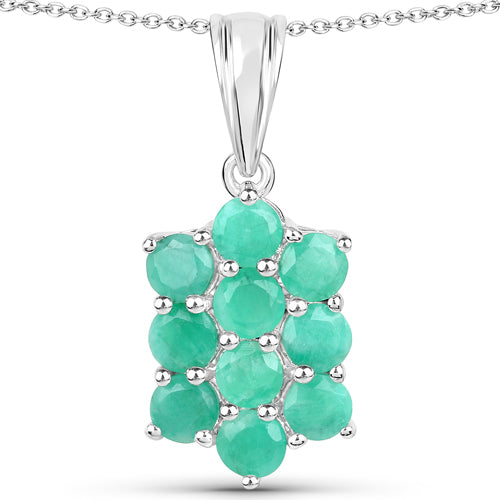 6.60 Carat Genuine Emerald .925 Sterling Silver 3 Piece Jewelry Set Ring, Earrings, and Pendant w/ Chain on sale at MyriadMart
