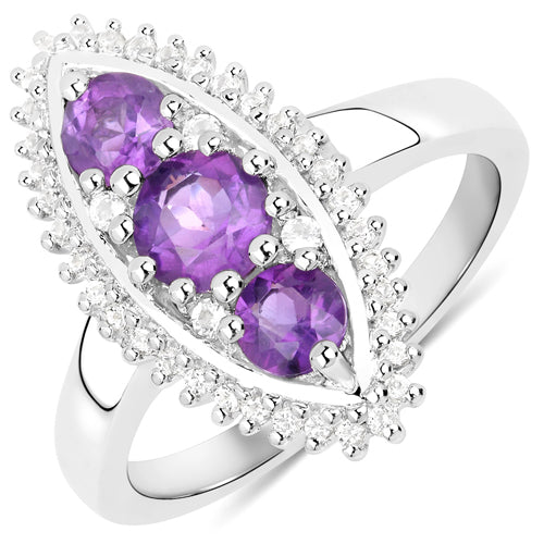 3.60 Carat Genuine Amethyst and White Topaz .925 Sterling Silver 3 Piece Jewelry Set Ring, Earrings, and Pendant w/ Chain on sale at MyriadMart