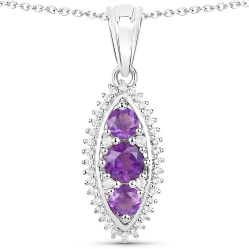 3.60 Carat Genuine Amethyst and White Topaz .925 Sterling Silver 3 Piece Jewelry Set Ring, Earrings, and Pendant w/ Chain on sale at MyriadMart