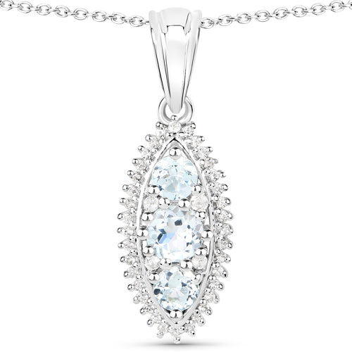 4.50 Carat Genuine Blue Topaz and White Topaz .925 Sterling Silver 3 Piece Jewelry Set Ring, Earrings, and Pendant w/ Chain on sale at MyriadMart