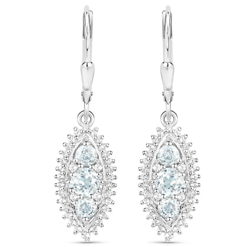4.50 Carat Genuine Blue Topaz and White Topaz .925 Sterling Silver 3 Piece Jewelry Set Ring, Earrings, and Pendant w/ Chain on sale at MyriadMart