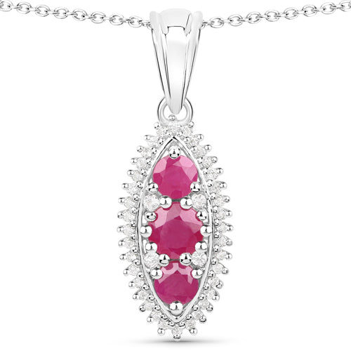 4.32 Carat Genuine Ruby and White Topaz .925 Sterling Silver 3 Piece Jewelry Set Ring, Earrings, and Pendant w/ Chain on sale at MyriadMart