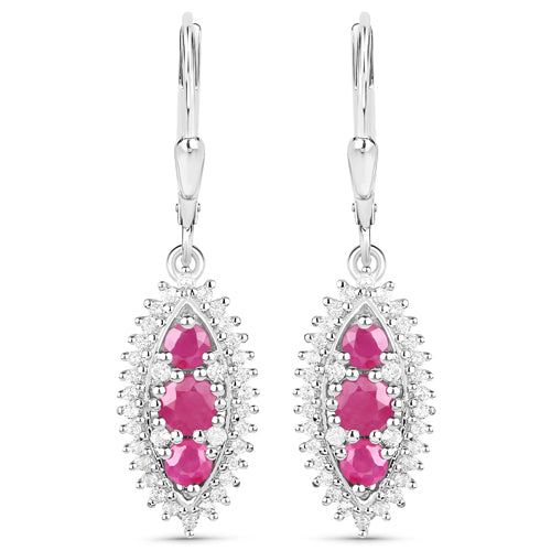 4.32 Carat Genuine Ruby and White Topaz .925 Sterling Silver 3 Piece Jewelry Set Ring, Earrings, and Pendant w/ Chain on sale at MyriadMart