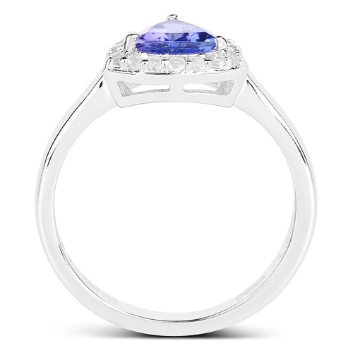1.02 Carat Genuine Tanzanite and White Topaz .925 Sterling Silver Ring on sale at MyriadMart