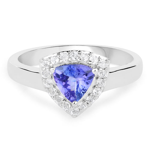 1.02 Carat Genuine Tanzanite and White Topaz .925 Sterling Silver Ring on sale at MyriadMart