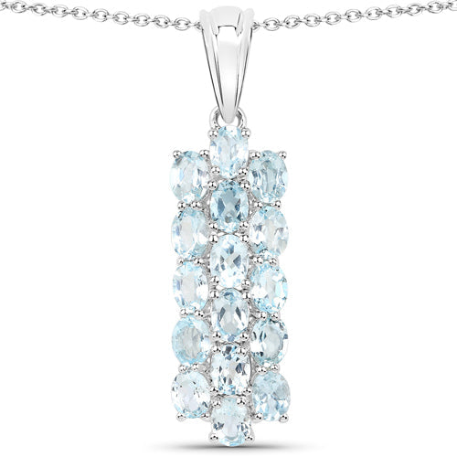 9.88 Carat Genuine Blue Topaz .925 Sterling Silver 3 Piece Jewelry Set Ring, Earrings, and Pendant w/ Chain on sale at MyriadMart