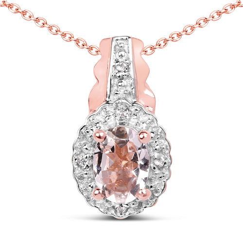 2.28 Carat Genuine Morganite and White Topaz .925 Sterling Silver 3 Piece Jewelry Set Ring, Earrings, and Pendant w/ Chain on sale at MyriadMart
