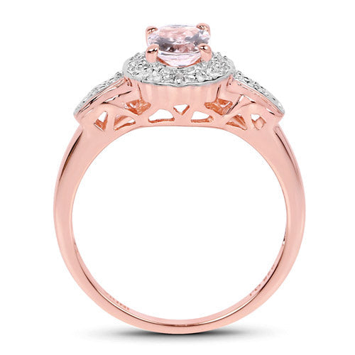 2.28 Carat Genuine Morganite and White Topaz .925 Sterling Silver 3 Piece Jewelry Set Ring, Earrings, and Pendant w/ Chain on sale at MyriadMart
