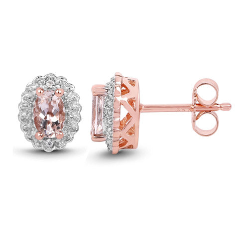 2.28 Carat Genuine Morganite and White Topaz .925 Sterling Silver 3 Piece Jewelry Set Ring, Earrings, and Pendant w/ Chain on sale at MyriadMart