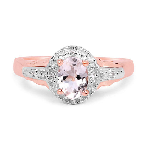 2.28 Carat Genuine Morganite and White Topaz .925 Sterling Silver 3 Piece Jewelry Set Ring, Earrings, and Pendant w/ Chain on sale at MyriadMart