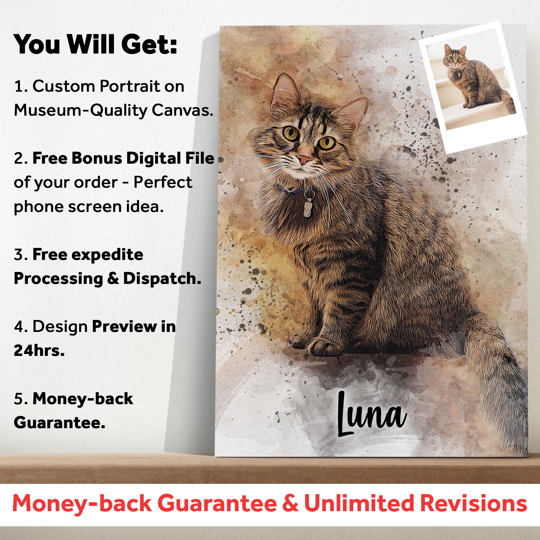 Pet Watercolor Portrait Custom Wall Art on sale at MyriadMart