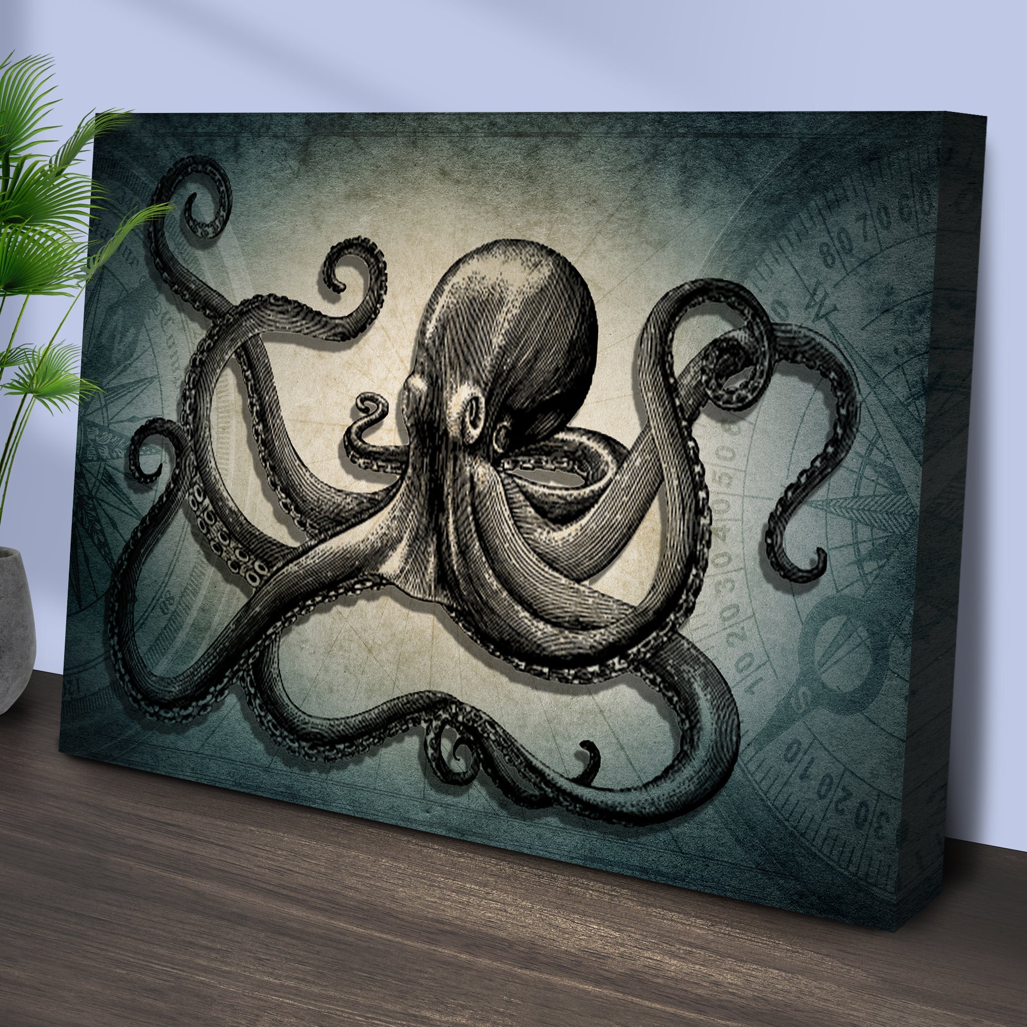 Octopus Coastal Canvas Wall Art on sale at MyriadMart
