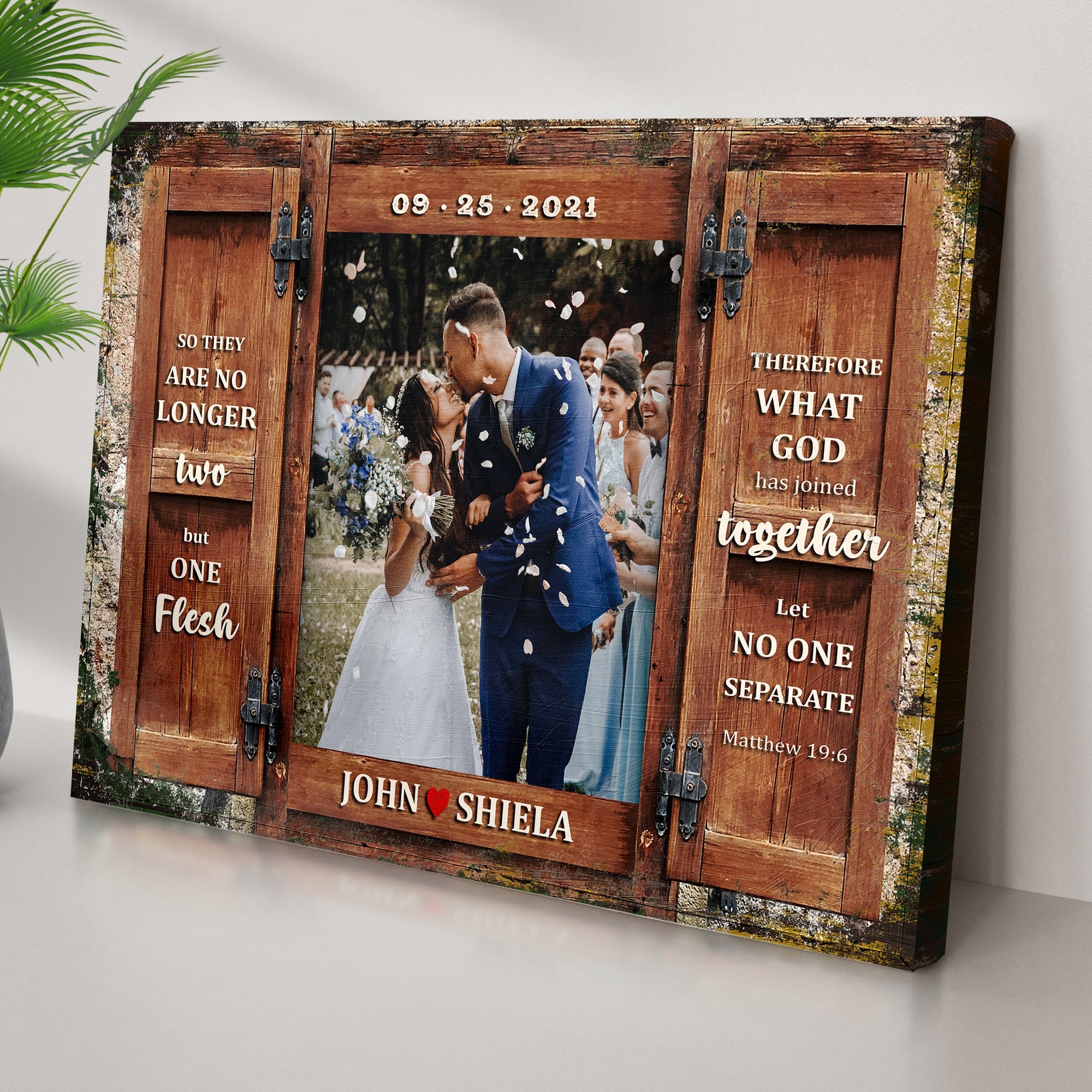 Matthew 19:6 - So They Are No Longer Two, But One Flesh Sign II on sale at MyriadMart