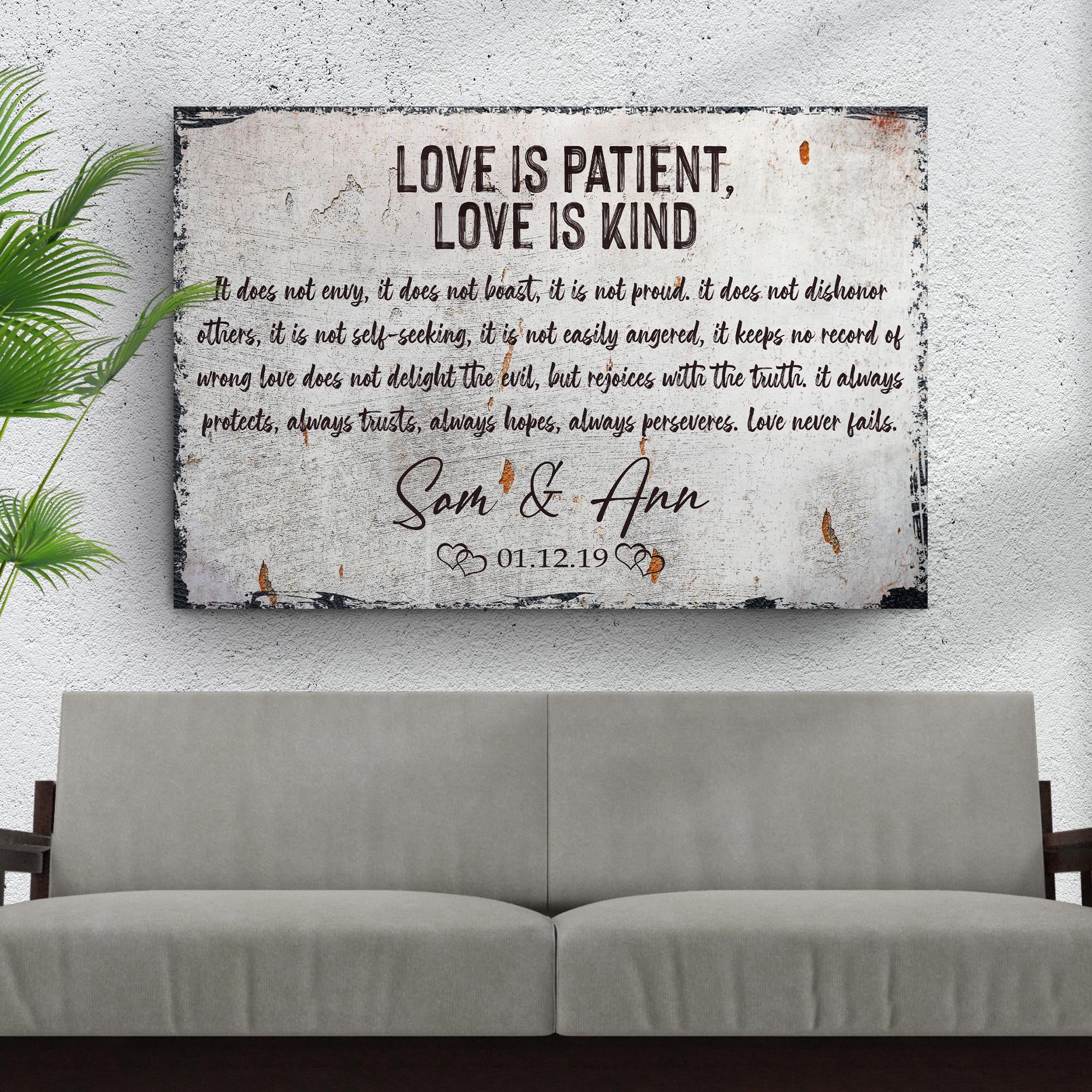 Love Is Patient, Love Is Kind Sign on sale at MyriadMart