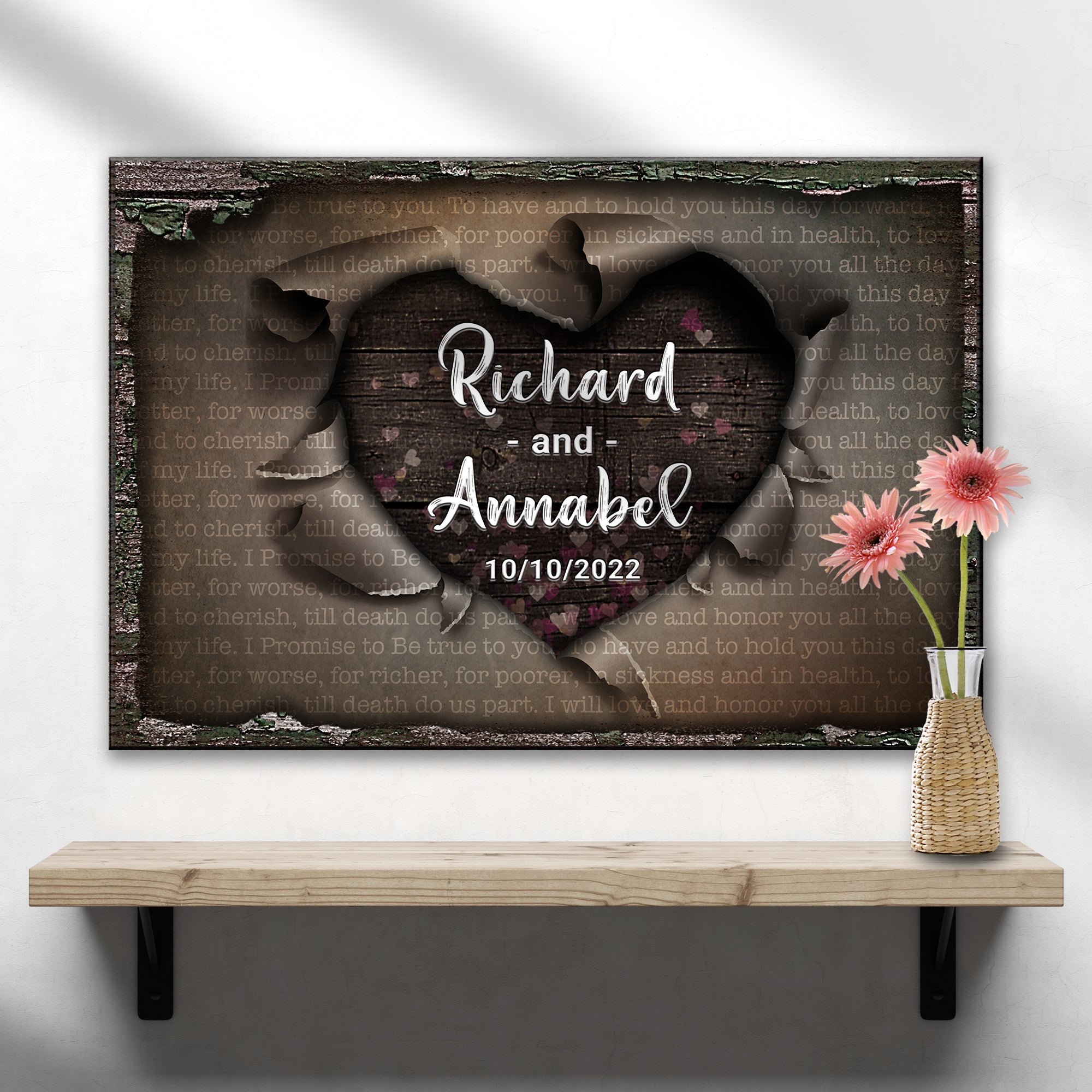 Unwrapped Heart Wedding Vows Sign on sale at MyriadMart