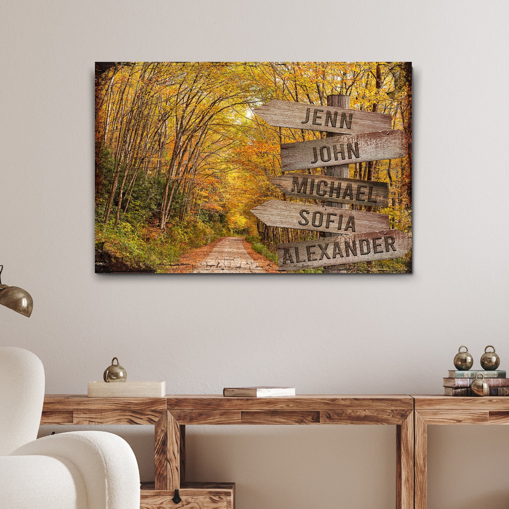 Autumn Road Family Name Sign on sale at MyriadMart