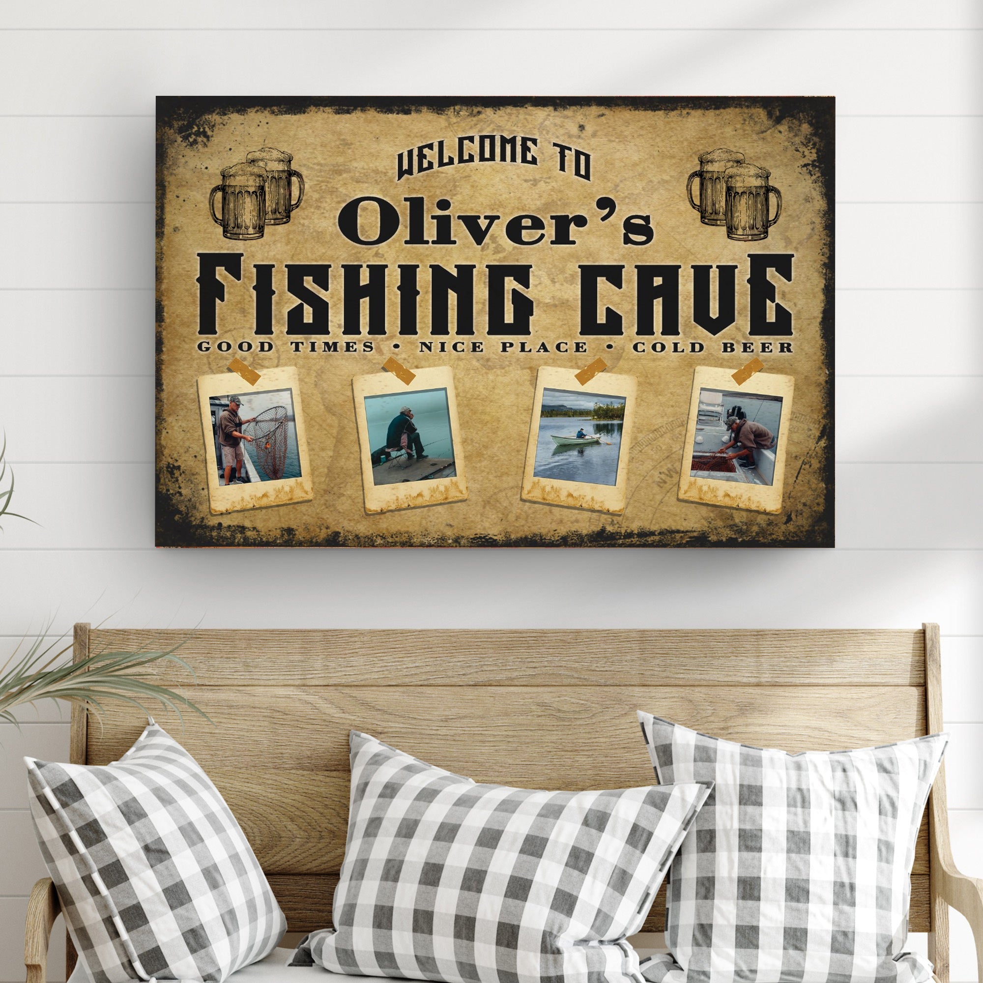Welcome Fishing Cave Sign on sale at MyriadMart