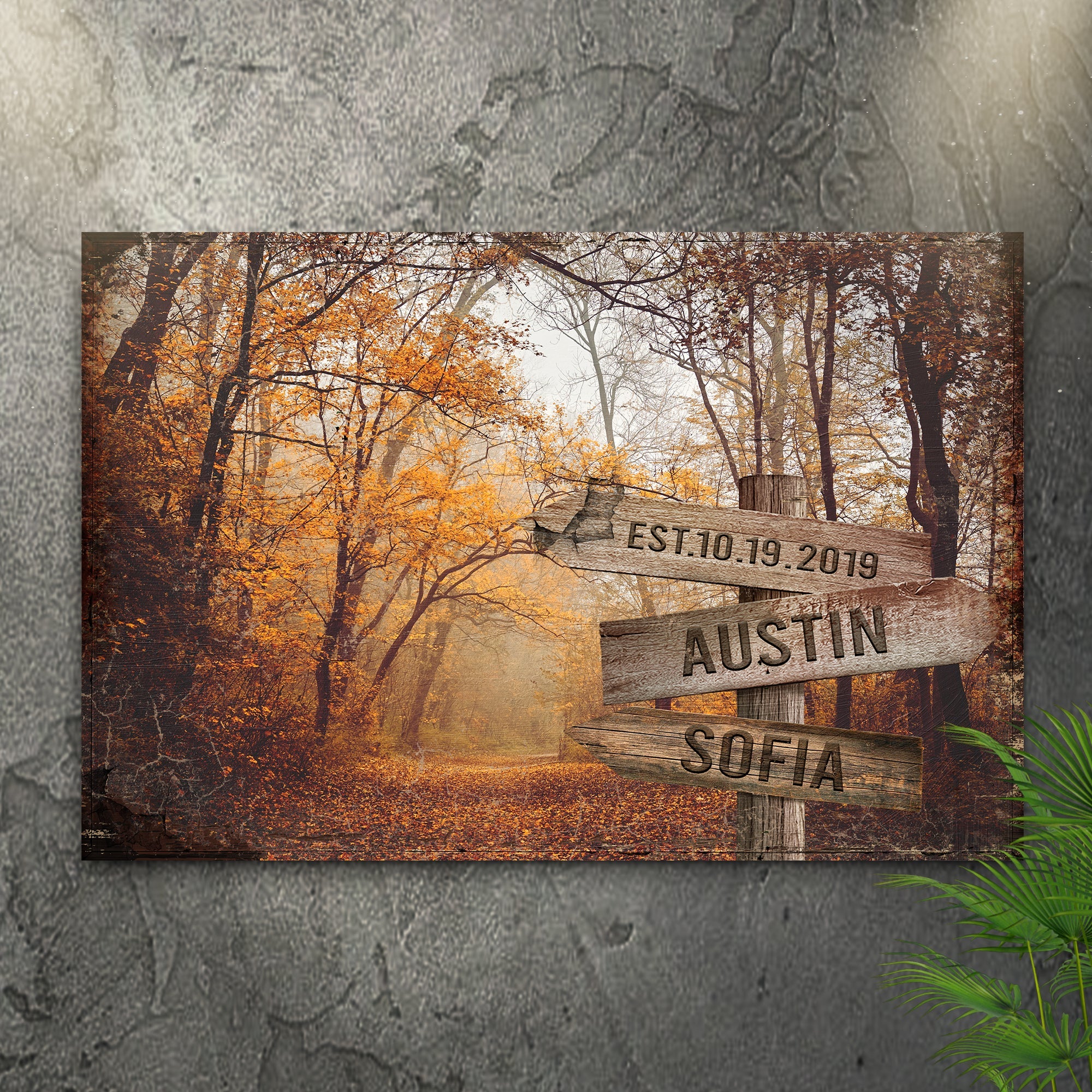 Autumn Road Couple Name Sign on sale at MyriadMart