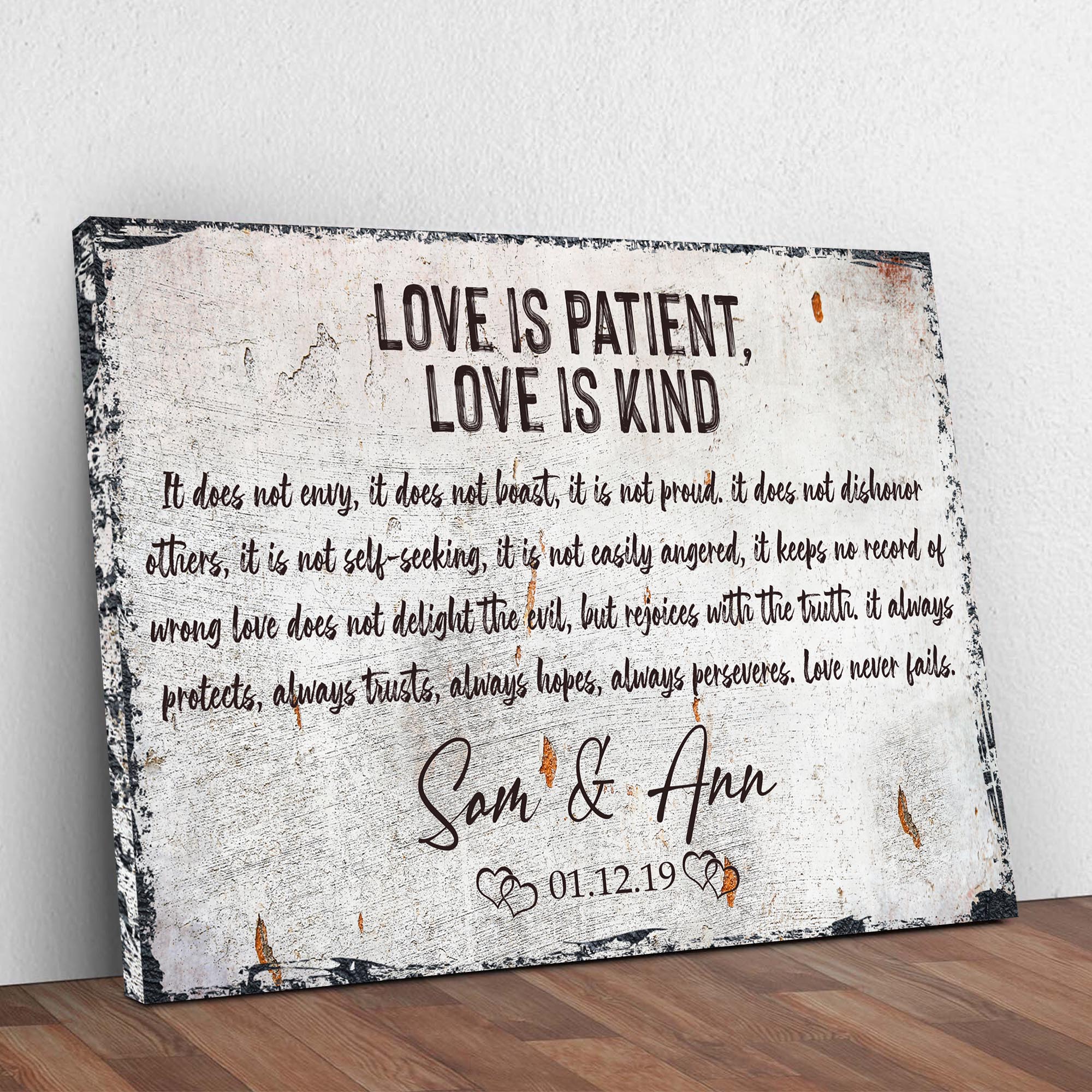 Love Is Patient, Love Is Kind Sign on sale at MyriadMart