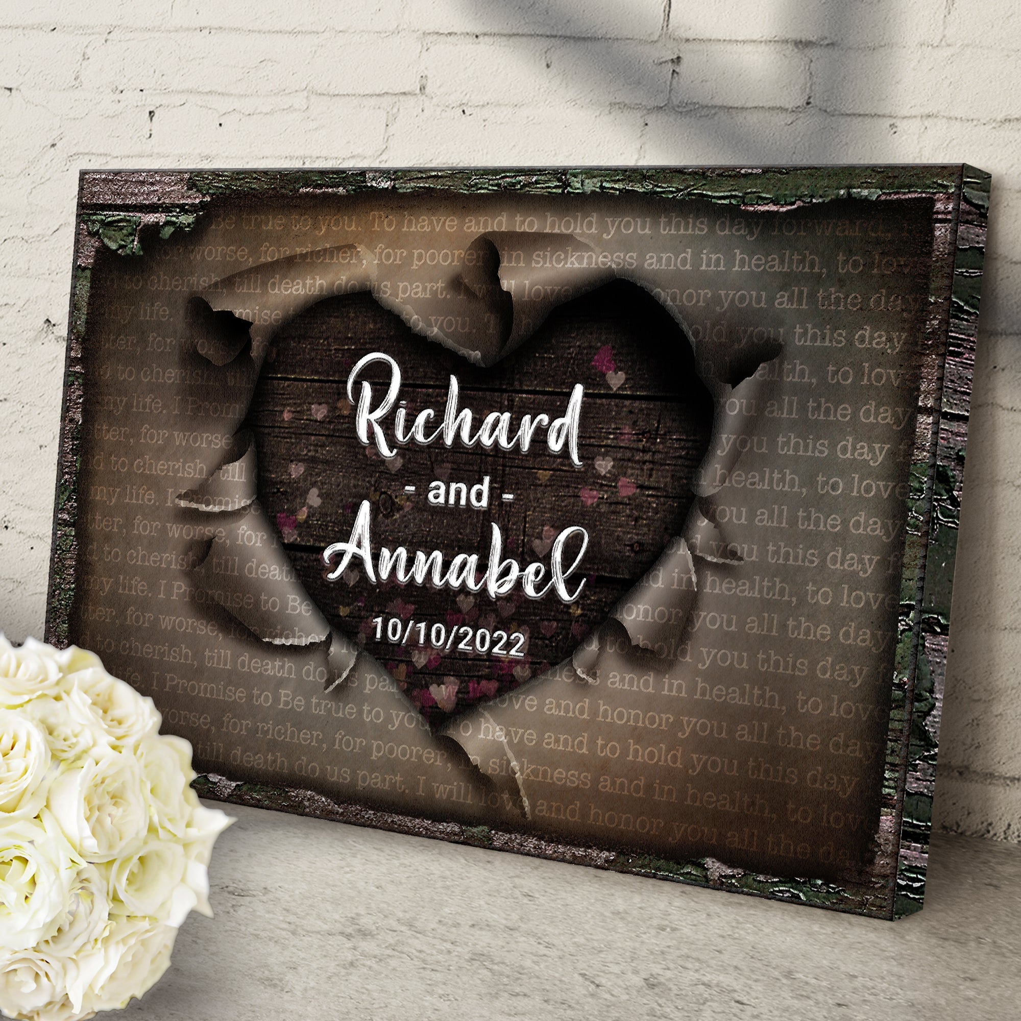 Unwrapped Heart Wedding Vows Sign on sale at MyriadMart