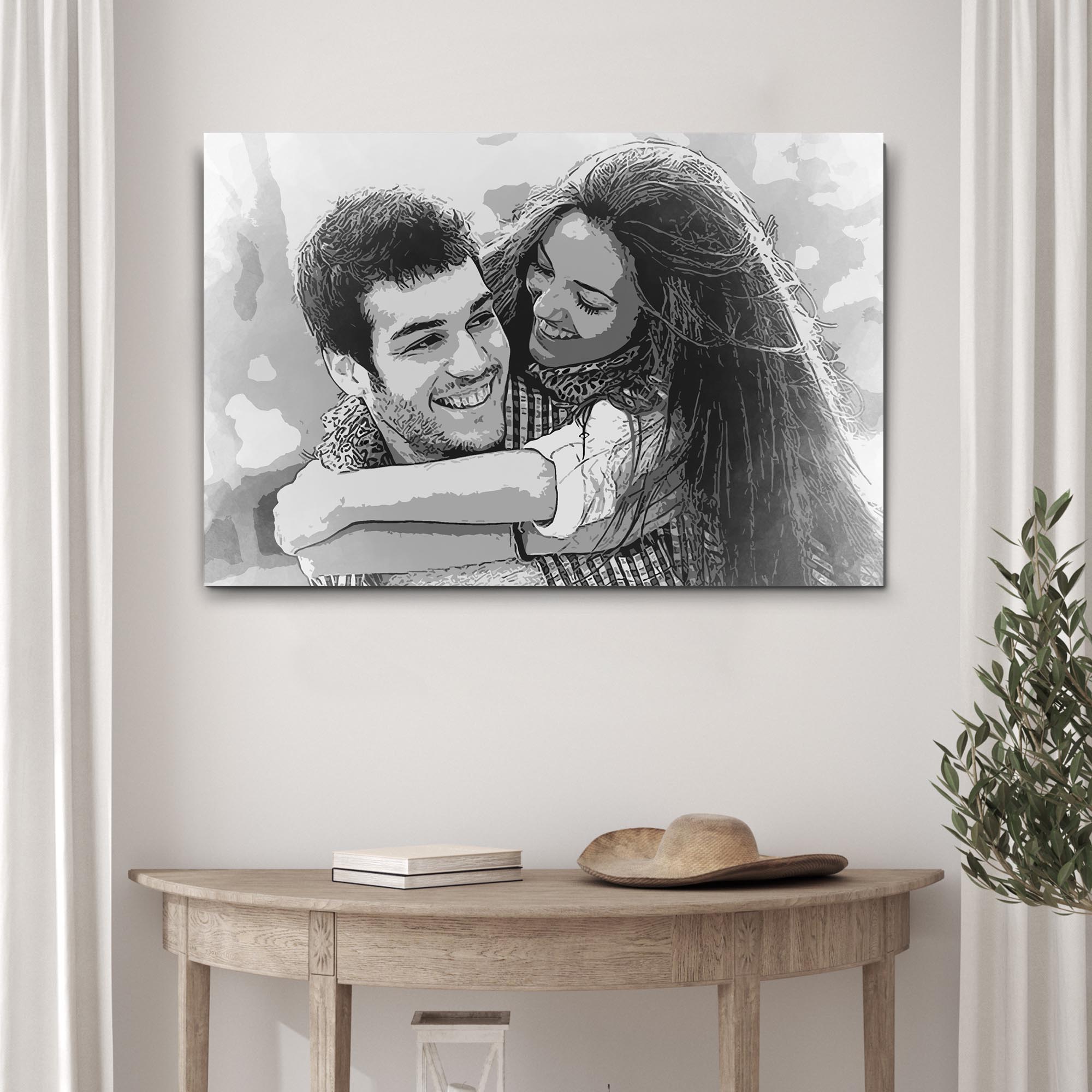 Couple Charcoal Portrait Sign on sale at MyriadMart