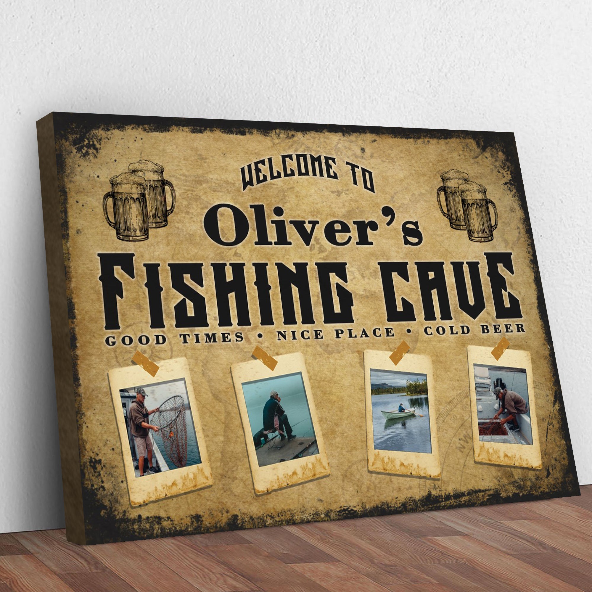 Welcome Fishing Cave Sign on sale at MyriadMart