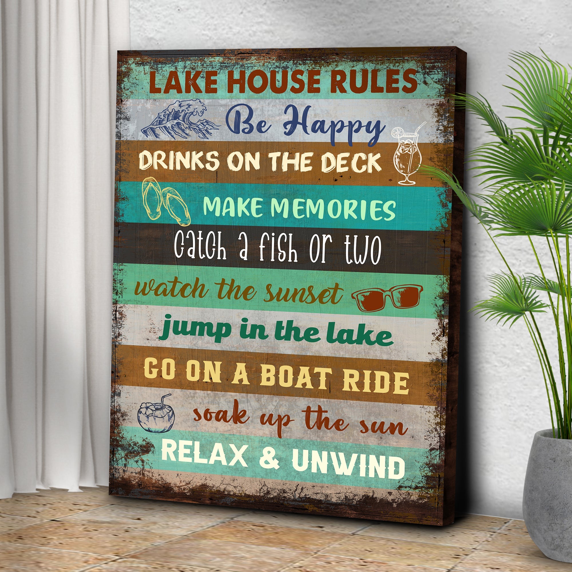 Lake House Rules Sign III on sale at MyriadMart