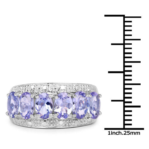 2.64 Carat Genuine Tanzanite .925 Sterling Silver Ring on sale at MyriadMart